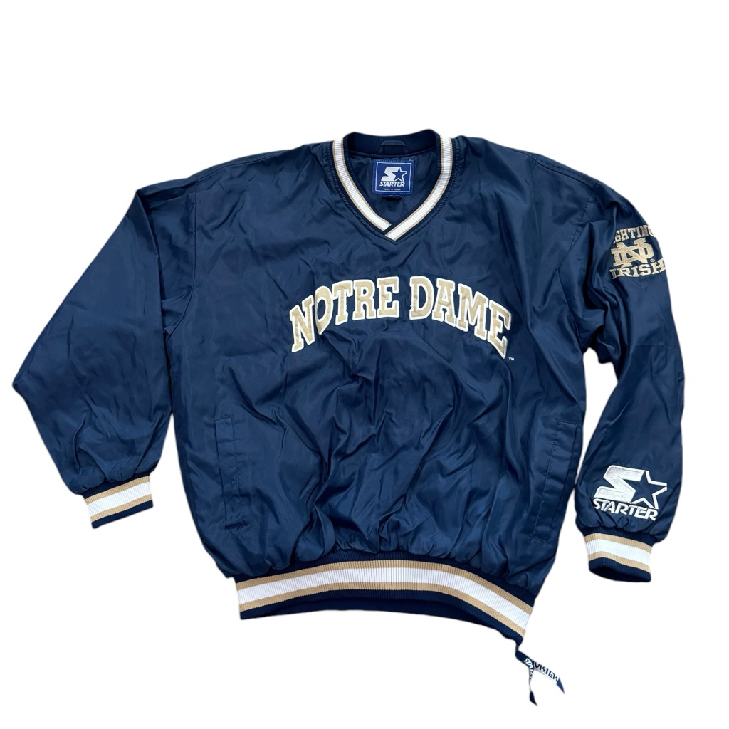 Vtg Starter Notre Dame Fighting Irish Pullover Mens Xl Windbreaker Stitched